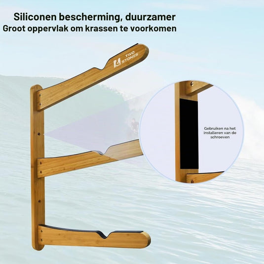 Surfboard wandrek voor 3 boards van staal met schuimbescherming – SUP longboard surfplank houder - happygetfit.com