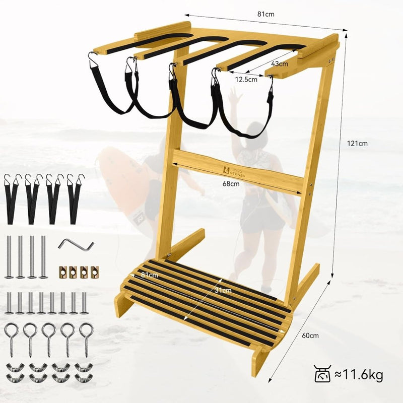 Załaduj obraz do przeglądarki galerii, Surfboard wandrek voor 3 boards van staal met schuimbescherming – SUP longboard surfplank houder - happygetfit.com
