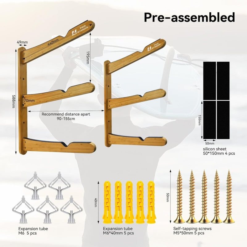 Załaduj obraz do przeglądarki galerii, Surfboard wandrek voor 3 boards van staal met schuimbescherming – SUP longboard surfplank houder - happygetfit.com

