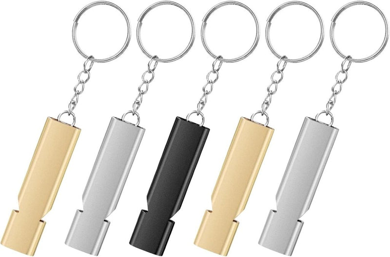 Charger l’image dans la visionneuse de galerie, Survivalfluitjes 5 stuks van aluminium met dubbele luchtbuis en sleutelhanger tot 120 dB – noodfluitjes – signaalfluitjes - happygetfit.com
