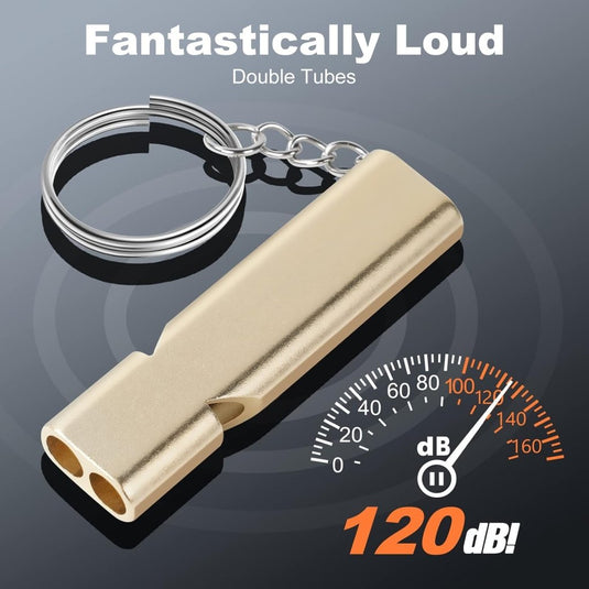 Survivalfluitjes 5 stuks van aluminium met dubbele luchtbuis en sleutelhanger tot 120 dB – noodfluitjes – signaalfluitjes - happygetfit.com