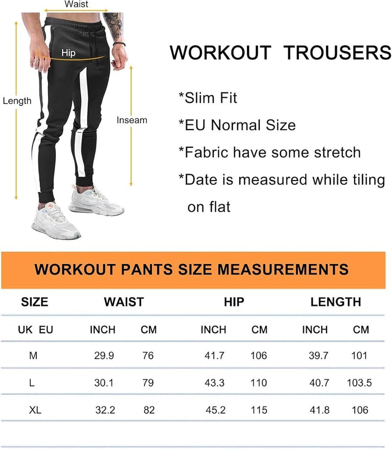 Laad afbeelding in Galerijviewer, Suwangi Joggingbroek voor heren, fitnesssportbroek, joggingbroek, sweatpants, strepen, slim fit, vrijetijdsbroek - happygetfit.com

