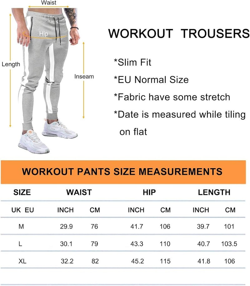 Laad afbeelding in Galerijviewer, Suwangi Joggingbroek voor heren, fitnesssportbroek, joggingbroek, sweatpants, strepen, slim fit, vrijetijdsbroek - happygetfit.com
