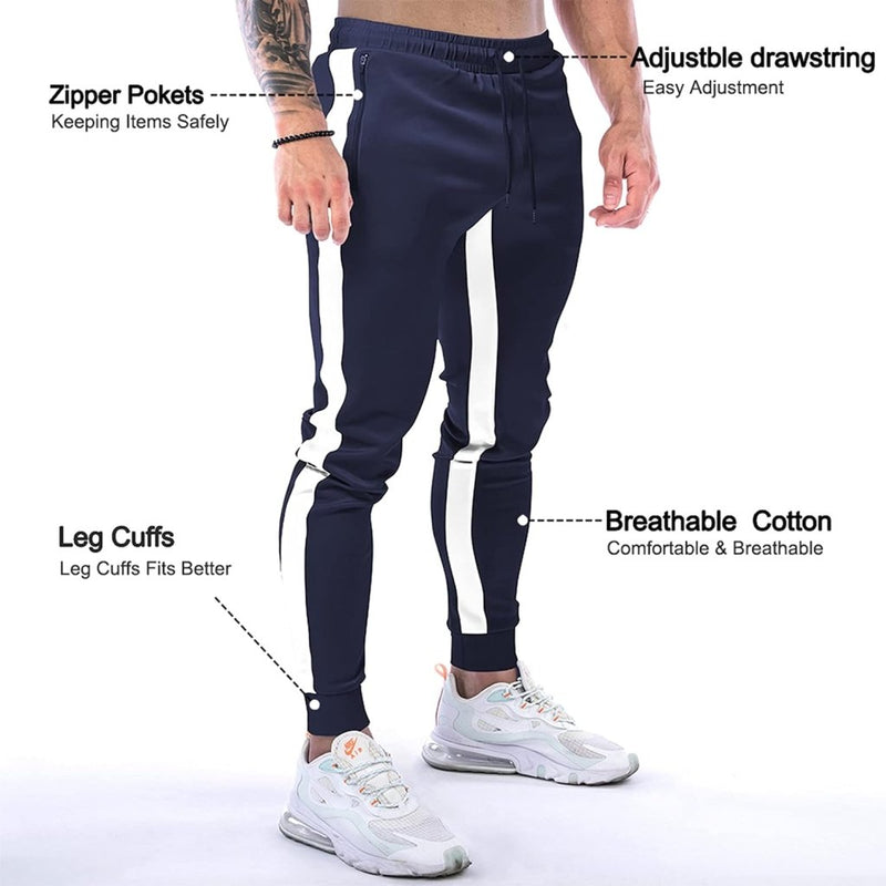 Laad afbeelding in Galerijviewer, Suwangi Joggingbroek voor heren, fitnesssportbroek, joggingbroek, sweatpants, strepen, slim fit, vrijetijdsbroek - happygetfit.com
