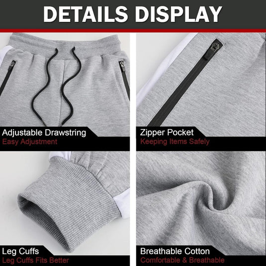 Suwangi Joggingbroek voor heren, fitnesssportbroek, joggingbroek, sweatpants, strepen, slim fit, vrijetijdsbroek - happygetfit.com