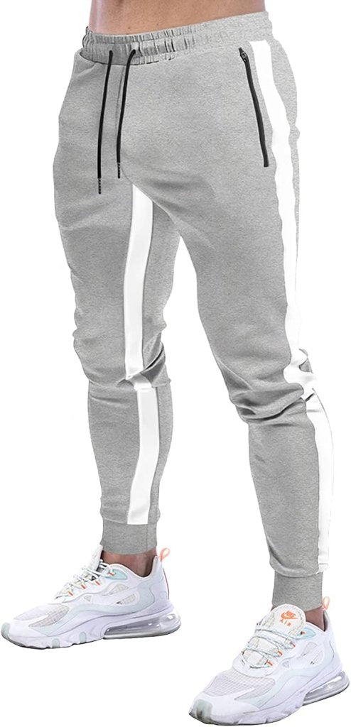 Laad afbeelding in Galerijviewer, Suwangi Joggingbroek voor heren, fitnesssportbroek, joggingbroek, sweatpants, strepen, slim fit, vrijetijdsbroek - happygetfit.com
