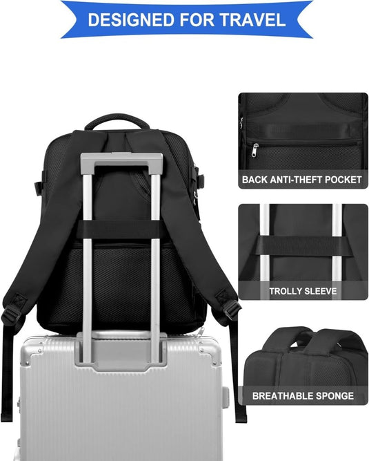 SZLX Grote Reisrugzak Voor Vrouwen,Draagbare Rugzak Voor Mannen,Wandelrugzak,Waterdichte Buitensportrugzak,Casual Daypack,Schooltas,14 duimlaptopcompartiment Met Schoencompartiment - happygetfit.com