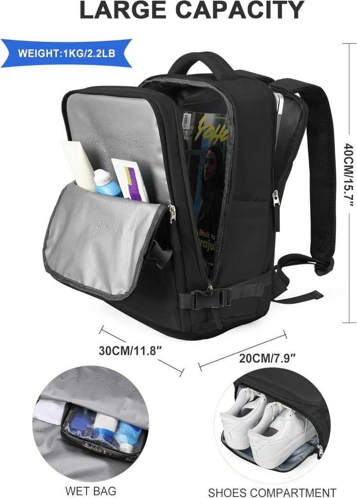 Laad afbeelding in Galerijviewer, SZLX Grote Reisrugzak Voor Vrouwen,Draagbare Rugzak Voor Mannen,Wandelrugzak,Waterdichte Buitensportrugzak,Casual Daypack,Schooltas,14 duimlaptopcompartiment Met Schoencompartiment - happygetfit.com
