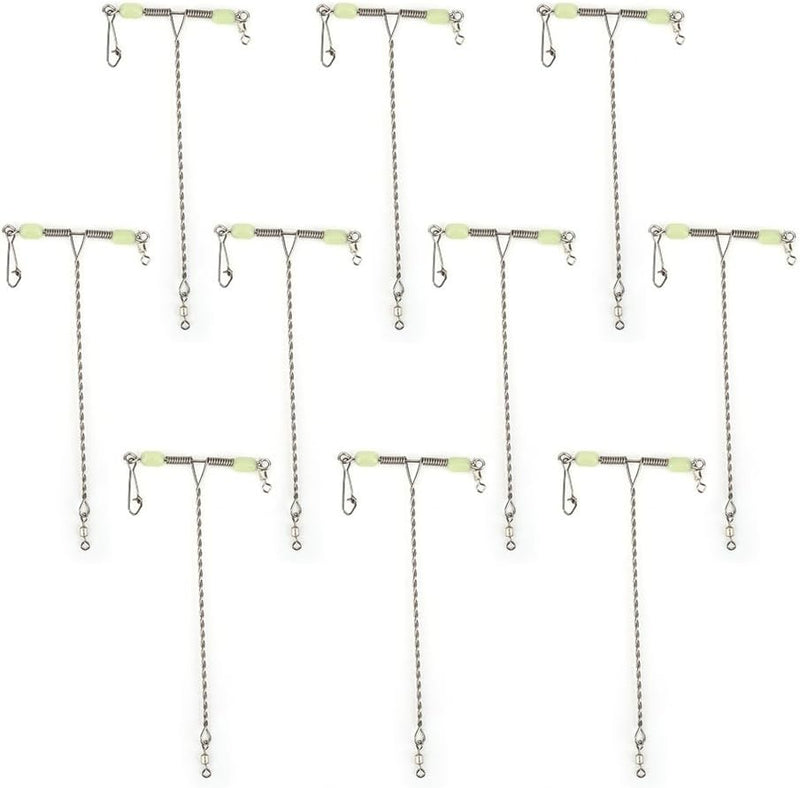 Laden Sie das Bild in Galerie -Viewer, T-vormige vislijn wartels 10 stuks van roestvrij staal met draaibare connector – viswartels – zeevisaccessoires - happygetfit.com
