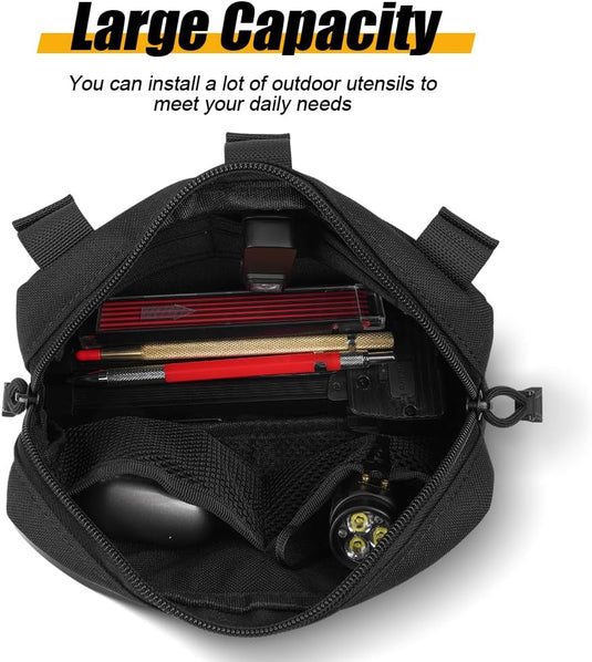 Tactische MOLLE opbergtas 20 x 12 x 5 cm van slijtvast 600D Oxford met meerdere vakken en riembevestiging – uitrustingstas – outdooraccessoires - happygetfit.com