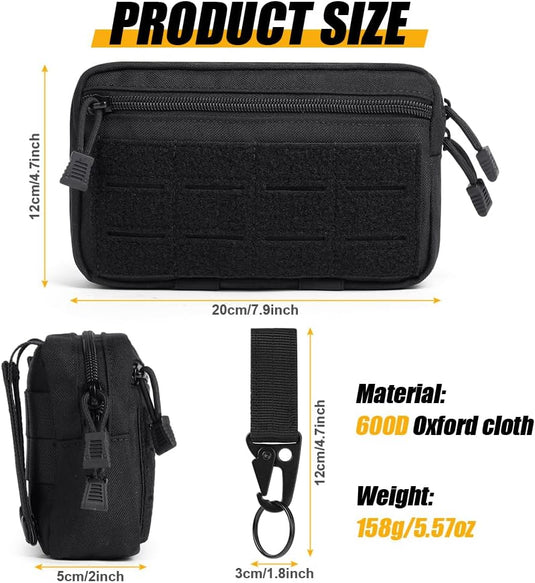 Tactische MOLLE opbergtas 20 x 12 x 5 cm van slijtvast 600D Oxford met meerdere vakken en riembevestiging – uitrustingstas – outdooraccessoires - happygetfit.com