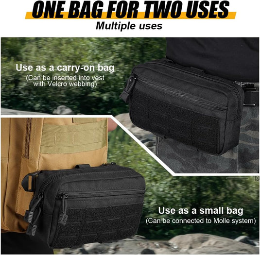 Tactische MOLLE opbergtas 20 x 12 x 5 cm van slijtvast 600D Oxford met meerdere vakken en riembevestiging – uitrustingstas – outdooraccessoires - happygetfit.com