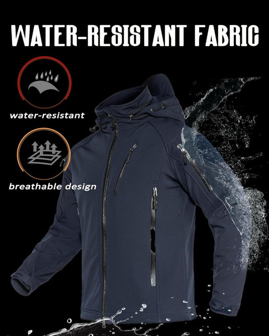 TACVASEN Softshell Herenjack Waterafstotend Militair Jack Warm Outdoorjack met Meerdere Ritszakken - happygetfit.com