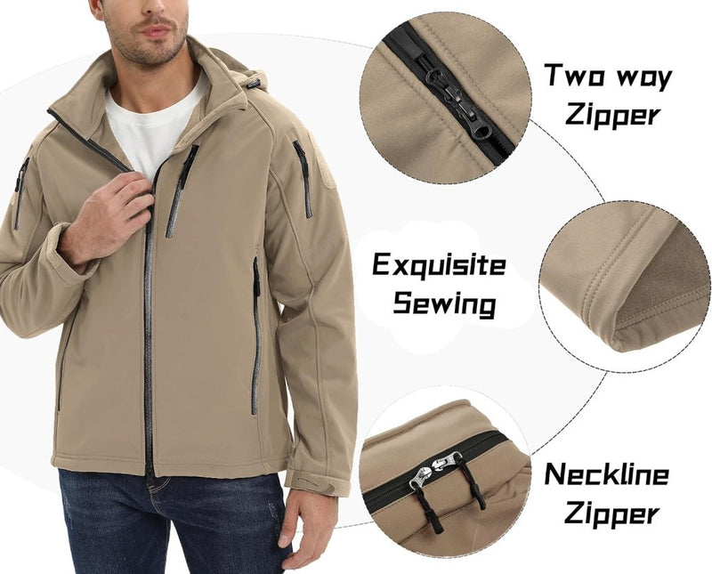 Load image into Gallery viewer, TACVASEN Softshell Herenjack Waterafstotend Militair Jack Warm Outdoorjack met Meerdere Ritszakken - happygetfit.com
