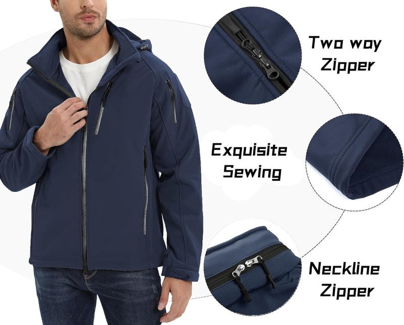 Load image into Gallery viewer, TACVASEN Softshell Herenjack Waterafstotend Militair Jack Warm Outdoorjack met Meerdere Ritszakken - happygetfit.com
