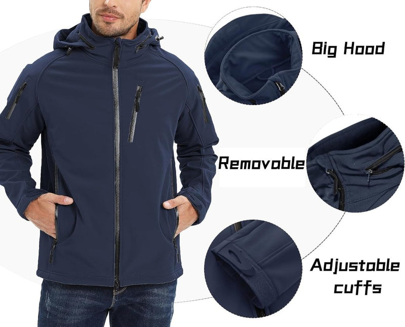 Load image into Gallery viewer, TACVASEN Softshell Herenjack Waterafstotend Militair Jack Warm Outdoorjack met Meerdere Ritszakken - happygetfit.com
