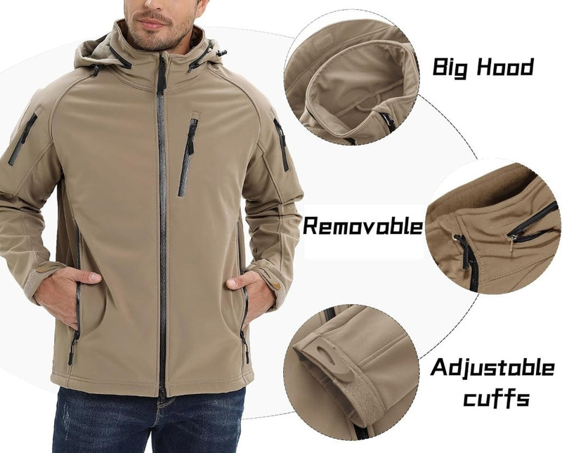 Load image into Gallery viewer, TACVASEN Softshell Herenjack Waterafstotend Militair Jack Warm Outdoorjack met Meerdere Ritszakken - happygetfit.com
