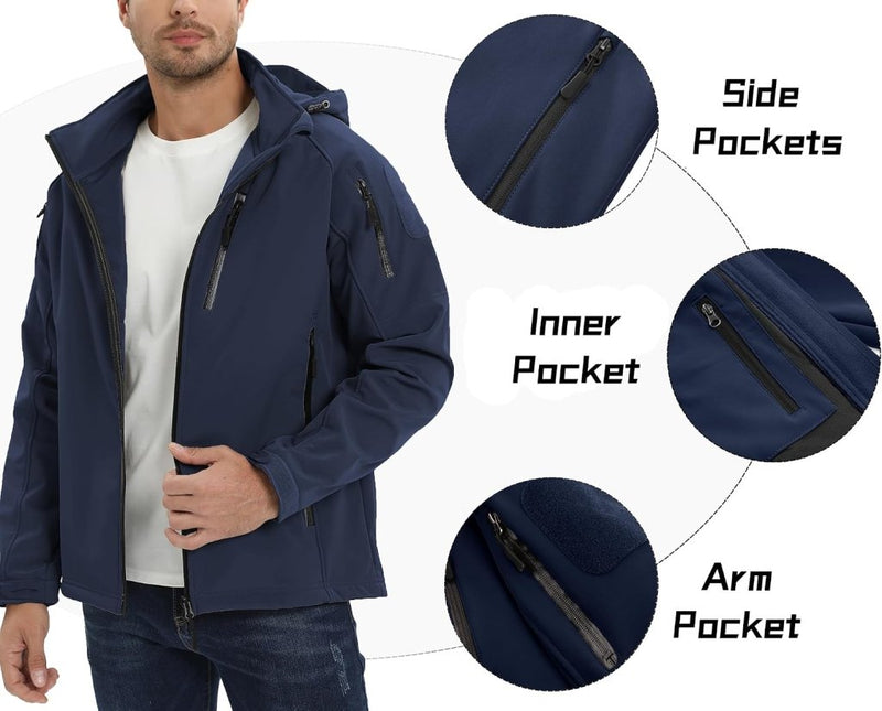 Load image into Gallery viewer, TACVASEN Softshell Herenjack Waterafstotend Militair Jack Warm Outdoorjack met Meerdere Ritszakken - happygetfit.com
