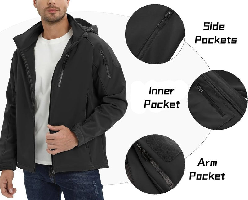 Load image into Gallery viewer, TACVASEN Softshell Herenjack Waterafstotend Militair Jack Warm Outdoorjack met Meerdere Ritszakken - happygetfit.com
