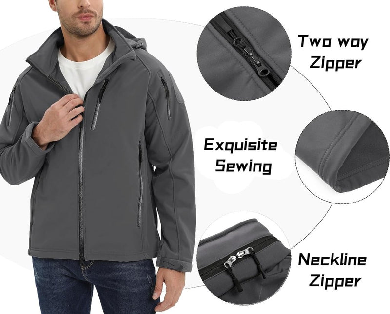 Load image into Gallery viewer, TACVASEN Softshell Herenjack Waterafstotend Militair Jack Warm Outdoorjack met Meerdere Ritszakken - happygetfit.com
