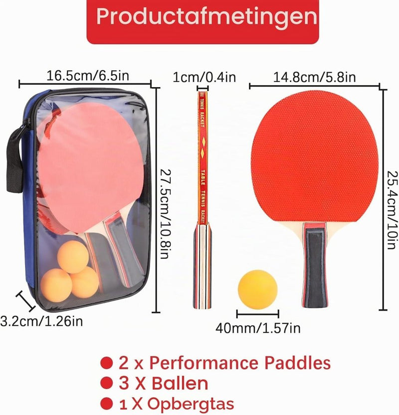 Załaduj obraz w przeglądarce galerii, Tafeltennisbatjes 2 stuks van meerlaags hout met 3 ballen en draagtas – pingpongbatjes – tafeltennistraining - happygetfit.com
