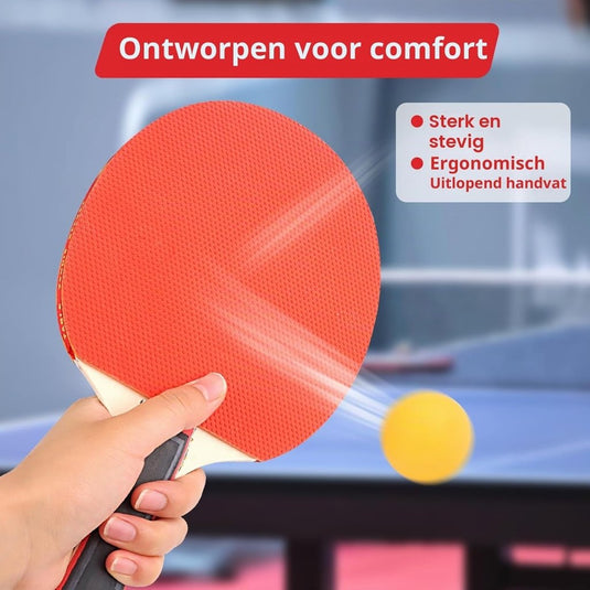 Tafeltennisbatjes 2 stuks van meerlaags hout met 3 ballen en draagtas – pingpongbatjes – tafeltennistraining - happygetfit.com
