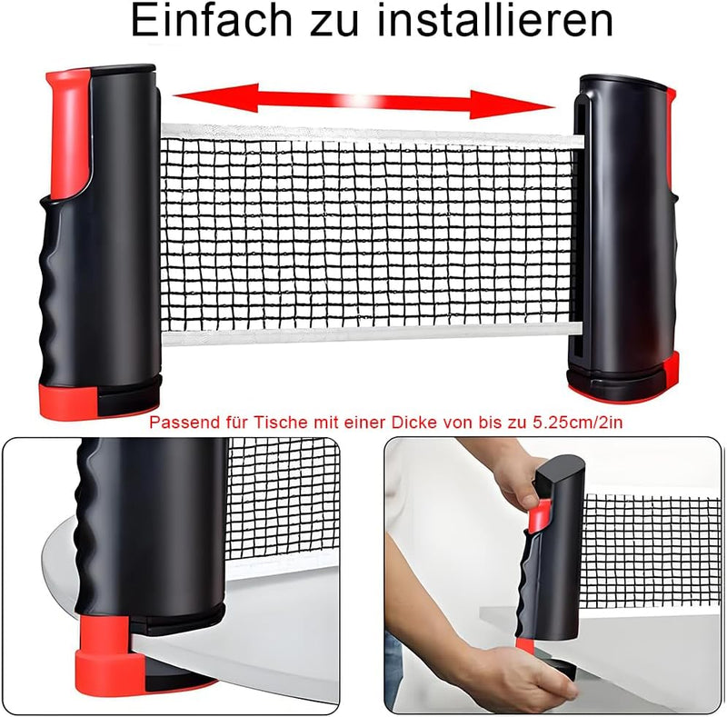 Bild im Galerie-Viewer laden, Tafeltennisset met 2 batjes, 6 ballen en uitschuifbaar net inclusief draagtas – pingpongset – tafeltennisaccessoires - happygetfit.com

