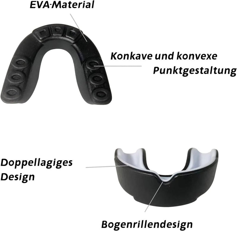 Load image into Gallery viewer, Tandbescherming, 2 stuks mondbescherming, boxen, sportmondbescherming, voor vechtsport, boksen, taekwondo, hockey, sport, tandbescherming, draagbare beschermdoos, volwassenen, zwart-wit - happygetfit.com
