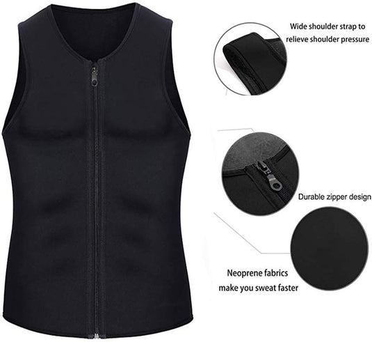 Tank Sauna Vest Absorbeert voor Gewichtsverlies Shapewear, Vetverbranding voor Gewichtsverlies Body Shaper, Bodybuilding, Gym Running Sportvest - happygetfit.com