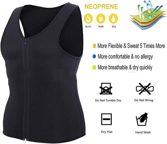 Tank Sauna Vest Absorbeert voor Gewichtsverlies Shapewear, Vetverbranding voor Gewichtsverlies Body Shaper, Bodybuilding, Gym Running Sportvest - happygetfit.com