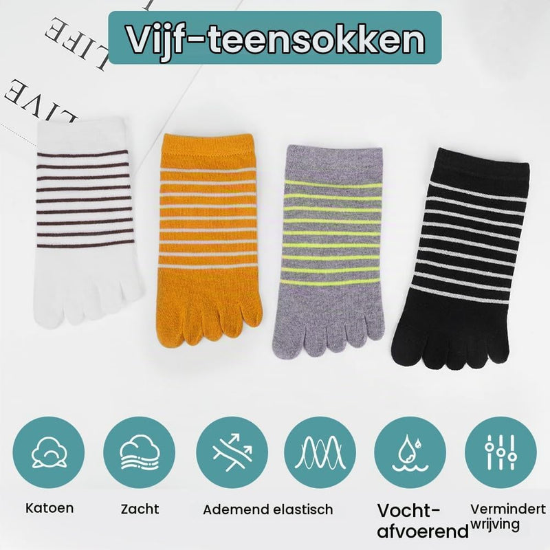 Laad afbeelding in Galerijviewer, Teensokken dames van ademend katoen met vijf afzonderlijke tenen en korte pasvorm voor hardlopen en fitness – vingersokken – sportsokken - happygetfit.com
