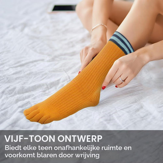 Teensokken dames van ademend katoen met vijf afzonderlijke tenen en korte pasvorm voor hardlopen en fitness – vingersokken – sportsokken - happygetfit.com