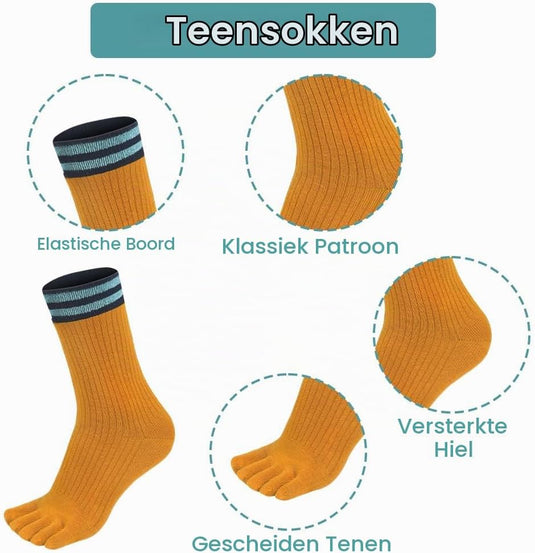 Teensokken dames van ademend katoen met vijf afzonderlijke tenen en korte pasvorm voor hardlopen en fitness – vingersokken – sportsokken - happygetfit.com