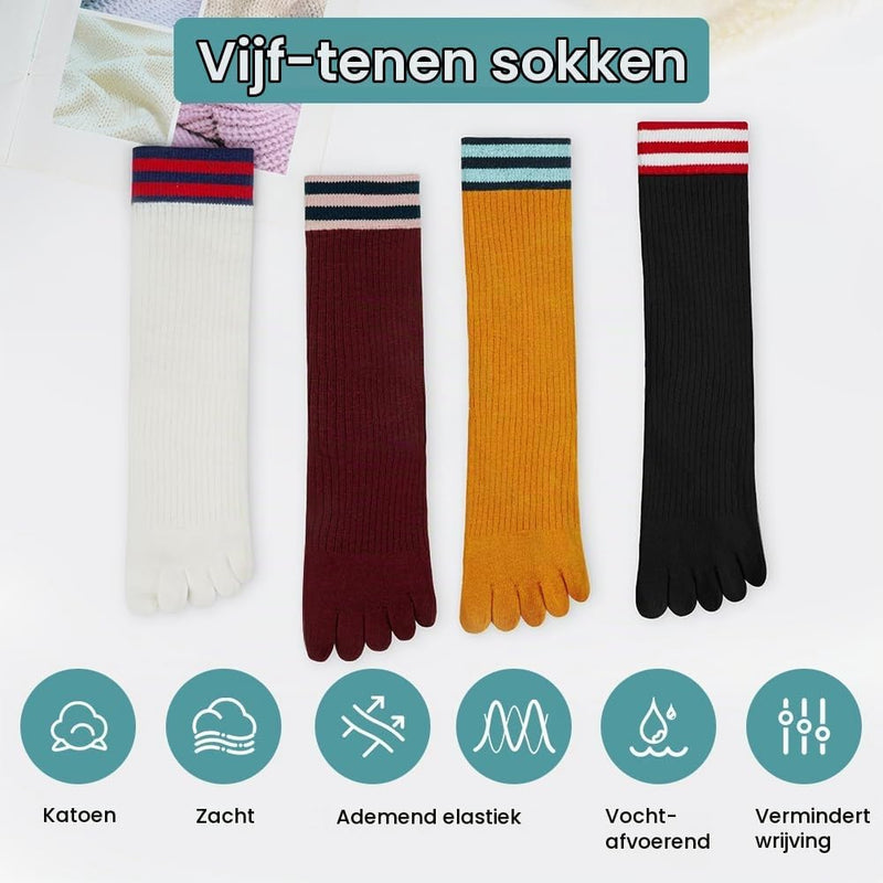Laad afbeelding in Galerijviewer, Teensokken dames van ademend katoen met vijf afzonderlijke tenen en korte pasvorm voor hardlopen en fitness – vingersokken – sportsokken - happygetfit.com

