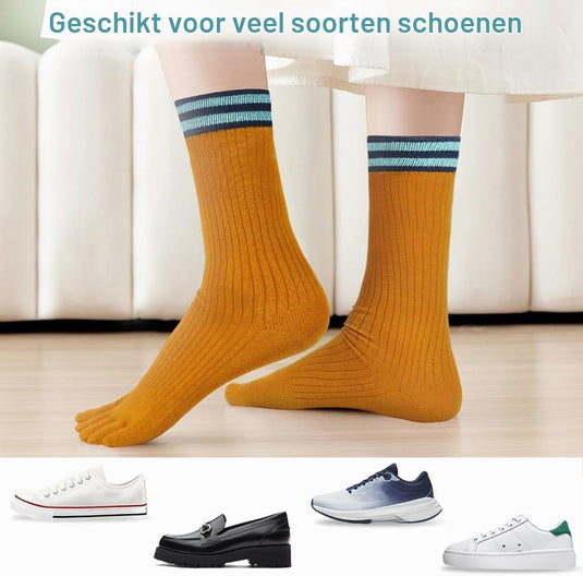 Teensokken dames van ademend katoen met vijf afzonderlijke tenen en korte pasvorm voor hardlopen en fitness – vingersokken – sportsokken - happygetfit.com