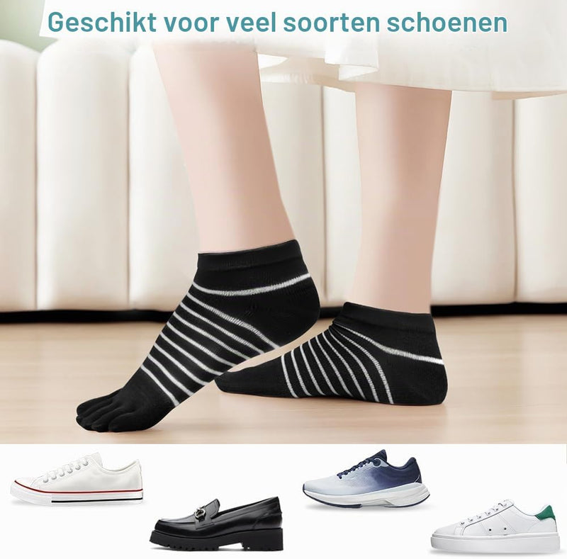 Laad afbeelding in Galerijviewer, Teensokken dames van ademend katoen met vijf afzonderlijke tenen en korte pasvorm voor hardlopen en fitness – vingersokken – sportsokken - happygetfit.com
