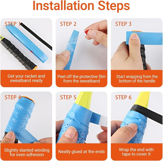 Tennis gripband set 5 stuks zwart - happygetfit.com