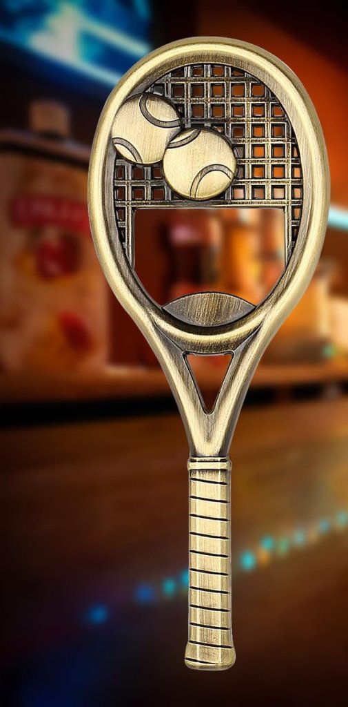 Tennisracket flesopener brons - happygetfit.com