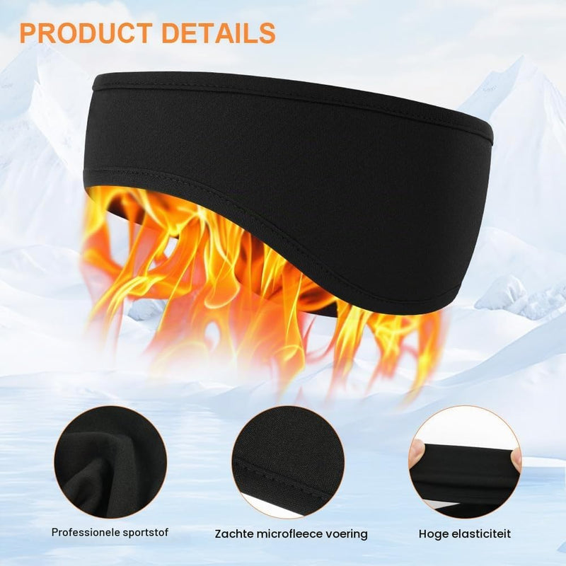 Bild im Galerie-Viewer laden, Thermische sporthoofdbanden 2 stuks van elastisch fleece met oorbescherming voor hardlopen fietsen en skiën – winterhoofdband – oorwarmers - happygetfit.com
