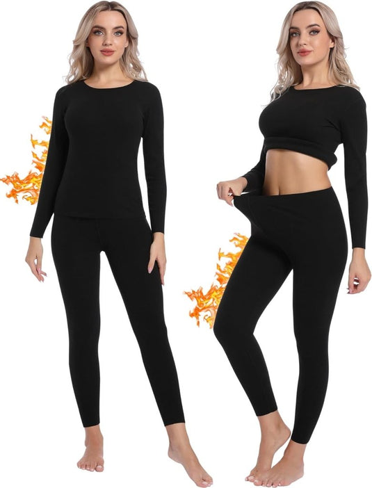 Thermo ondergoed voor dames, set met een boven- en onderstuk, winterondergoed, ski-ondergoed, warme thermische ondergoedset - happygetfit.com