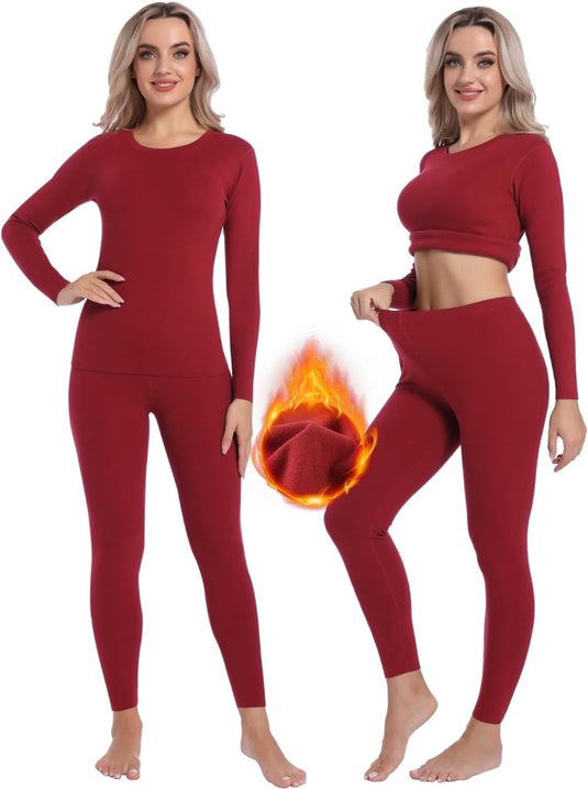 Thermo ondergoed voor dames, set met een boven- en onderstuk, winterondergoed, ski-ondergoed, warme thermische ondergoedset - happygetfit.com