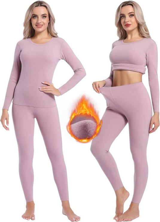 Thermo ondergoed voor dames, set met een boven- en onderstuk, winterondergoed, ski-ondergoed, warme thermische ondergoedset - happygetfit.com