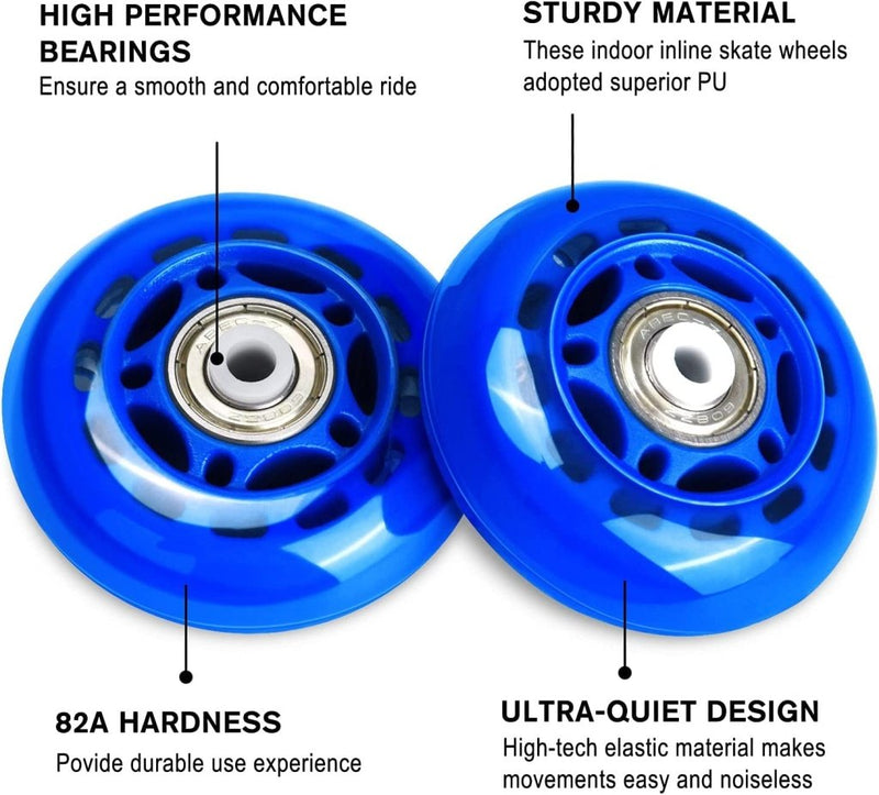 Load image into Gallery viewer, TOBWOLF 8 Pack 76mm 84A Inline Skate Wheels with ABEC-7 Bearings, Roller Skate Replacement Wheels for Girls &amp; Boys Roller Blade Skating - Black - happygetfit.com
