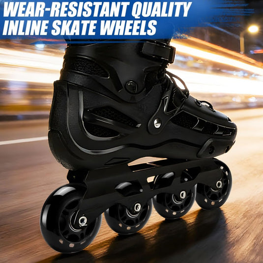 TOBWOLF 8 Pack 76mm 84A Inline Skate Wheels with ABEC-7 Bearings, Roller Skate Replacement Wheels for Girls & Boys Roller Blade Skating - Black - happygetfit.com