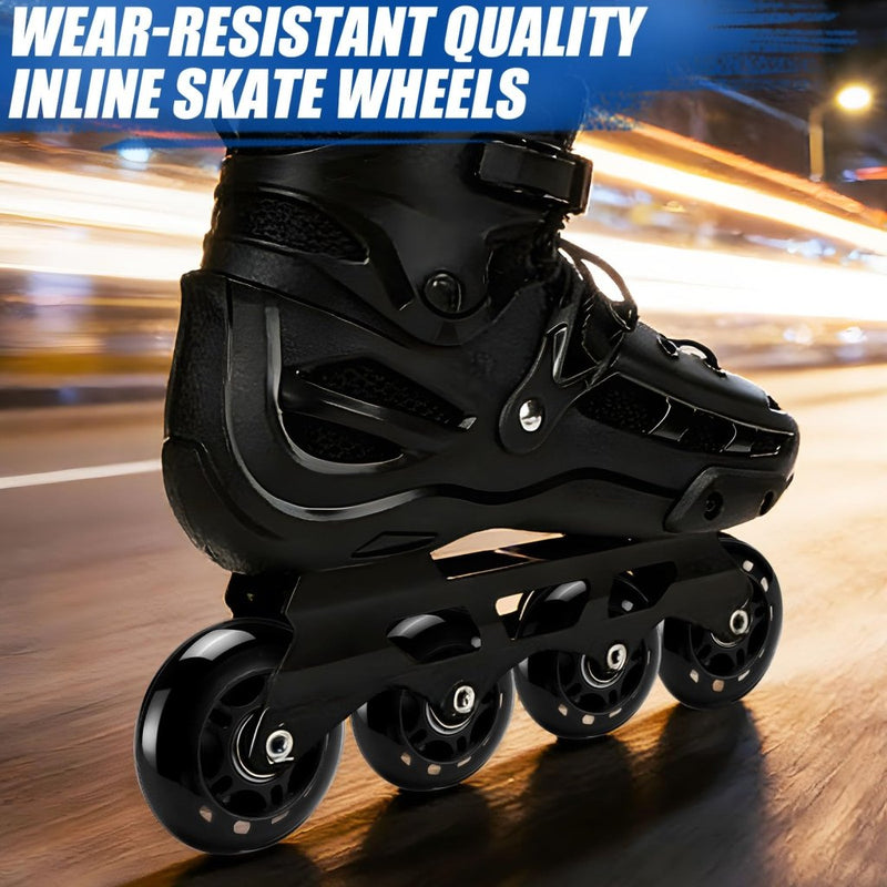 Load image into Gallery viewer, TOBWOLF 8 Pack 76mm 84A Inline Skate Wheels with ABEC-7 Bearings, Roller Skate Replacement Wheels for Girls &amp; Boys Roller Blade Skating - Black - happygetfit.com
