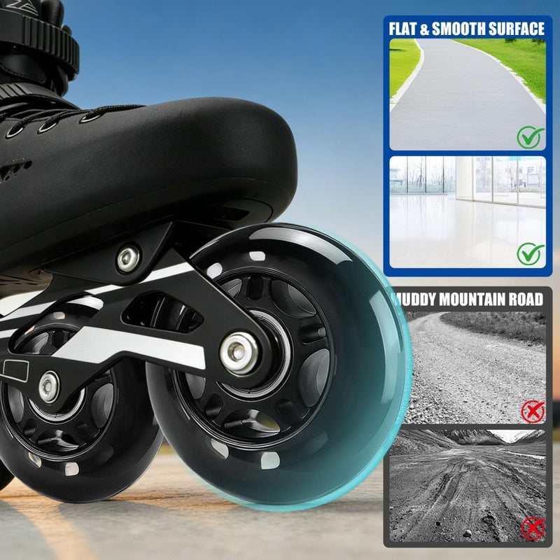 Load image into Gallery viewer, TOBWOLF 8 Pack 76mm 84A Inline Skate Wheels with ABEC-7 Bearings, Roller Skate Replacement Wheels for Girls &amp; Boys Roller Blade Skating - Black - happygetfit.com
