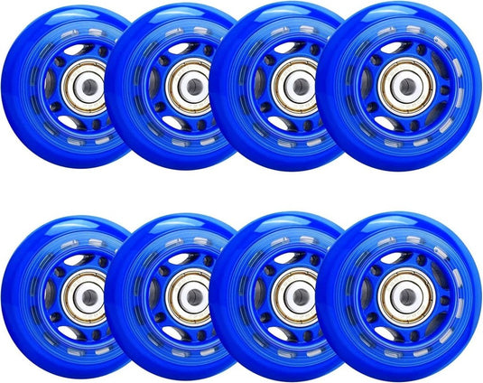 TOBWOLF 8 Pack 76mm 84A Inline Skate Wheels with ABEC-7 Bearings, Roller Skate Replacement Wheels for Girls & Boys Roller Blade Skating - Black - happygetfit.com