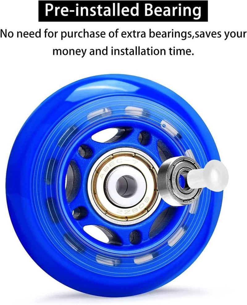 Load image into Gallery viewer, TOBWOLF 8 Pack 76mm 84A Inline Skate Wheels with ABEC-7 Bearings, Roller Skate Replacement Wheels for Girls &amp; Boys Roller Blade Skating - Black - happygetfit.com
