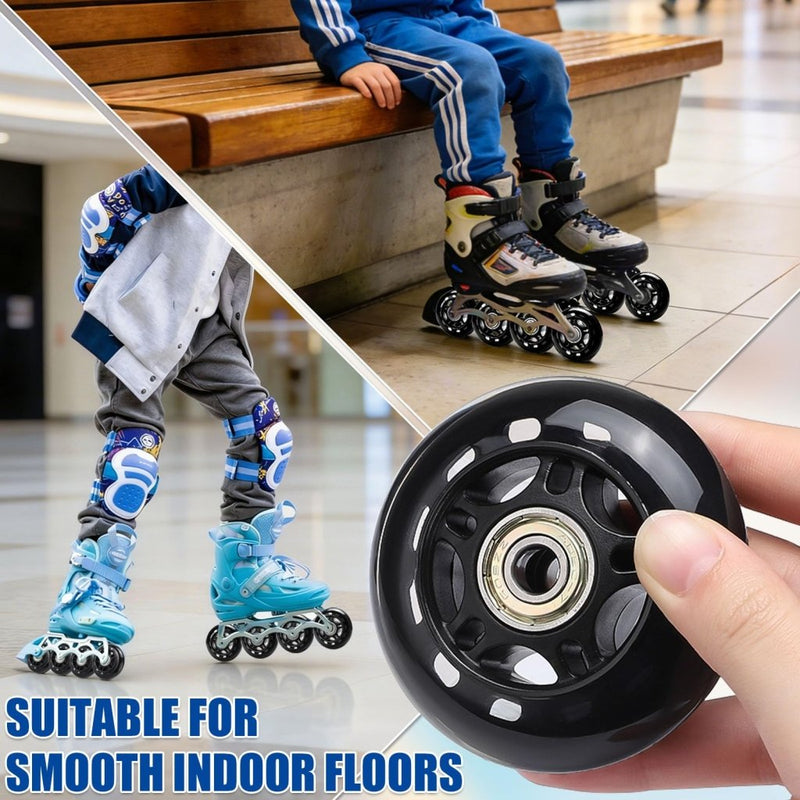 Load image into Gallery viewer, TOBWOLF 8 Pack 76mm 84A Inline Skate Wheels with ABEC-7 Bearings, Roller Skate Replacement Wheels for Girls &amp; Boys Roller Blade Skating - Black - happygetfit.com
