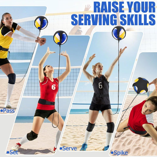 TOBWOLF Volleyball Spike Trainer, Elastic Self-Training Volleyballs Resistance Band, Volleyball Equipment Training Aid Improves Serving, Jumping, Arm Swing Mechanics and Spiking Power - happygetfit.com